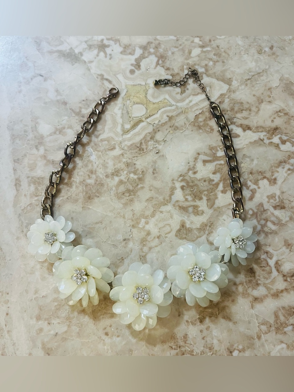 Floral White Statement Necklace - Women's Jewelry